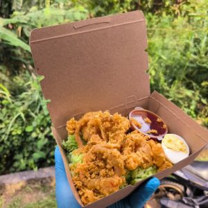 Nasi Lemak Hijau Sotong Goreng Cincang